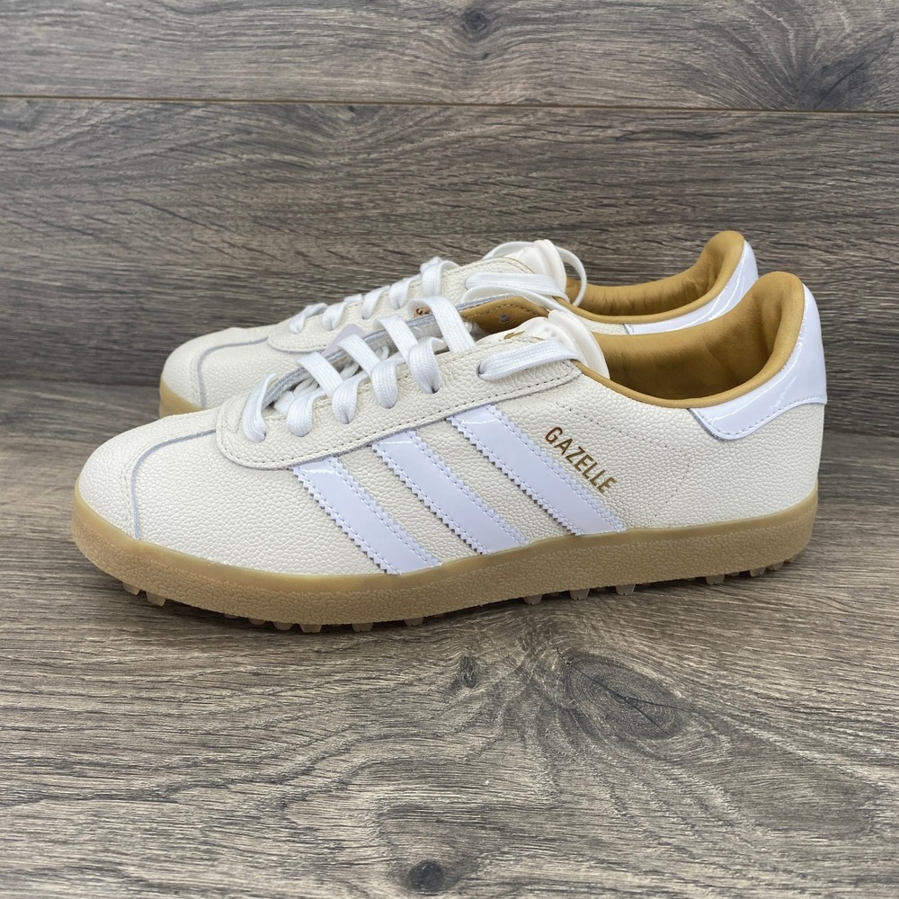 Adidas Gazelle Golf Lux Shoes Mens 7 Womens 8 Off-White Leather Spikeless JI4156 - Picture 2 of 10
